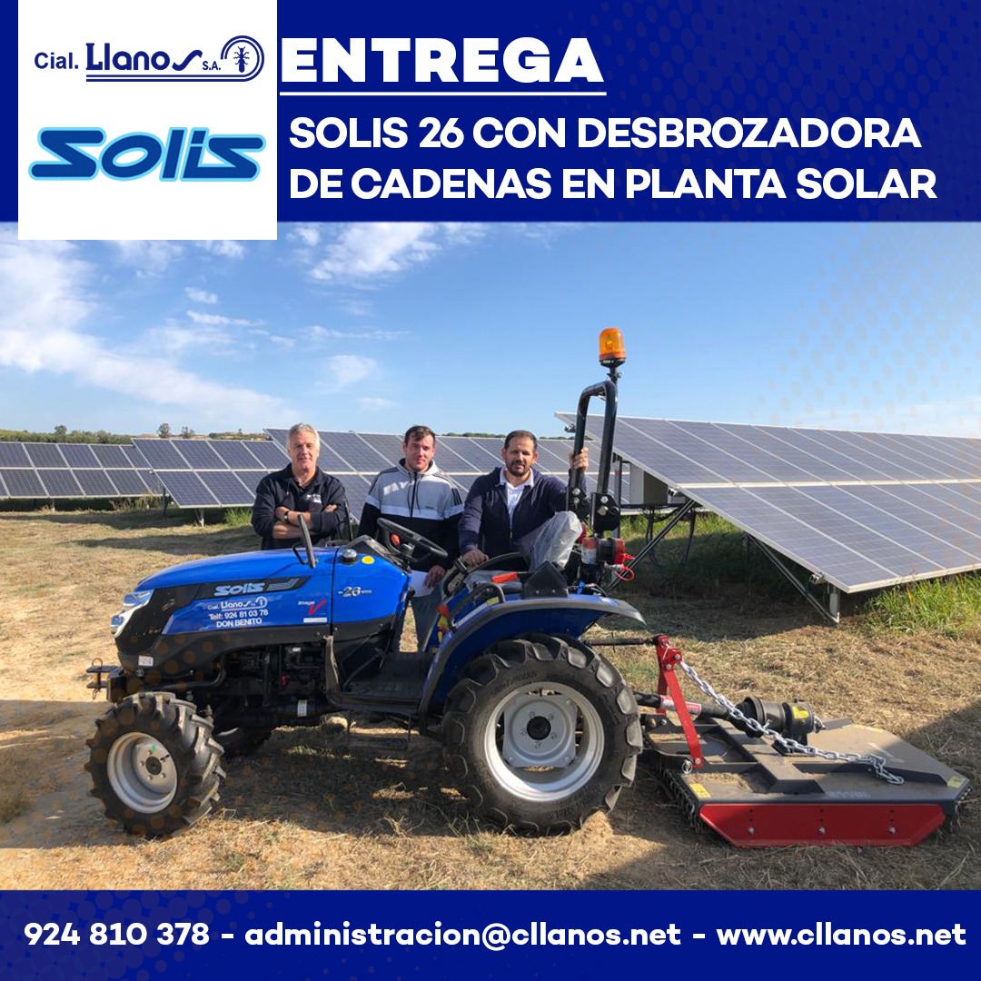 Tío o señor Confidencial arrepentirse Entrega de Tractor Solis 26 con Desbrozadora de Cadenas Ausama en Planta  Solar - Maquinaria Agrícola | Comercial Llanos Extremadura