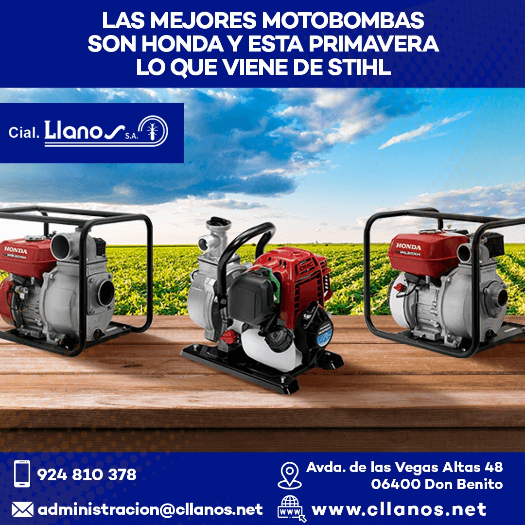 comercial llanos maquinaria agrícola y jardinería - LAS MEJORES MOTOBOMBAS SON HONDA Y ESTA PRIMAVERA LO QUE VIENE DE STIHL