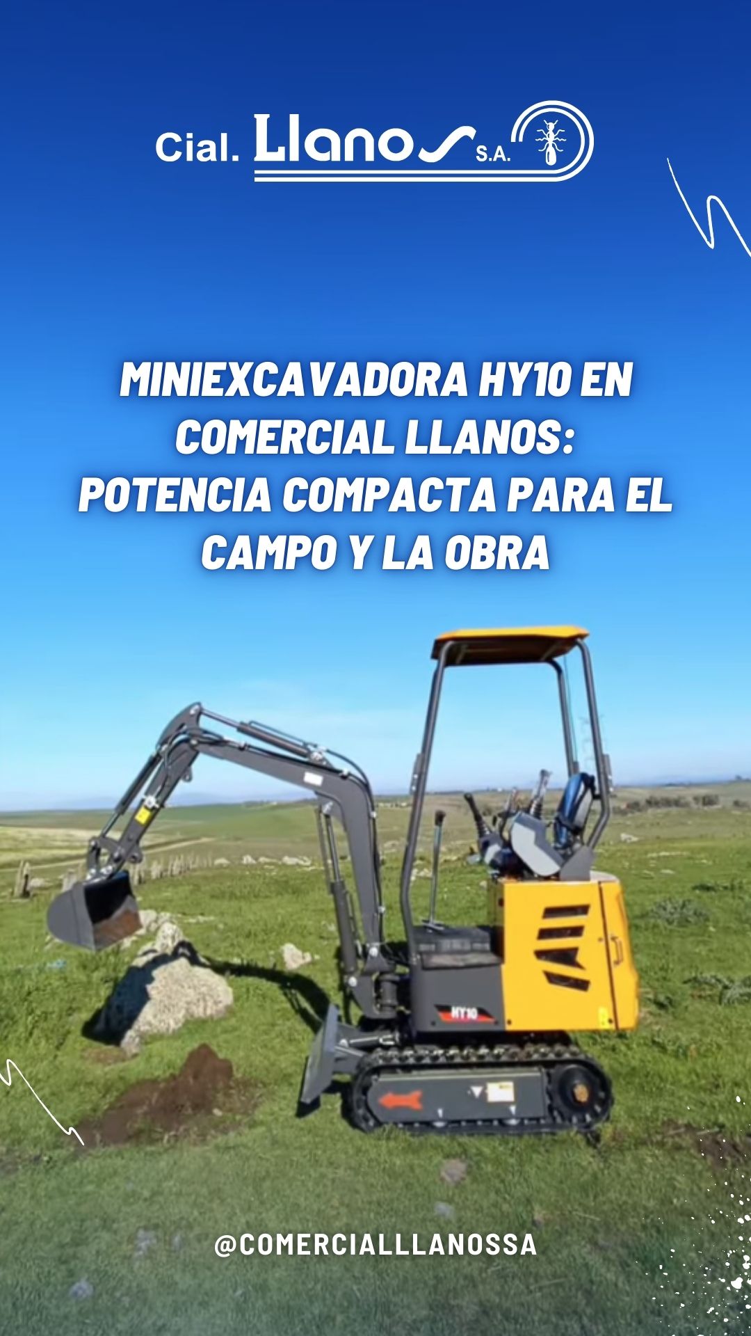 MINIEXCAVADORA HY10 EN COMERCIAL LLANOS_ POTENCIA COMPACTA PARA EL CAMPO Y LA OBRA